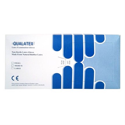 Qualatex Latex Disposable Powdered Gloves Box 100 - Medium