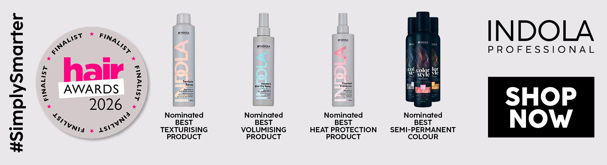 Indola Hair awards finalist products Banner