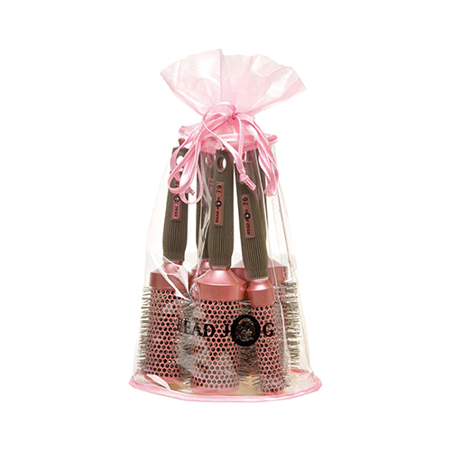 Head Jog Oval Pink Brush Bag (5 Radial Brushes + Bag)