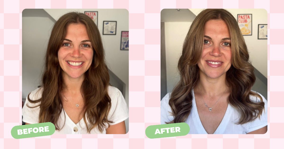 Before and after shot of hair
