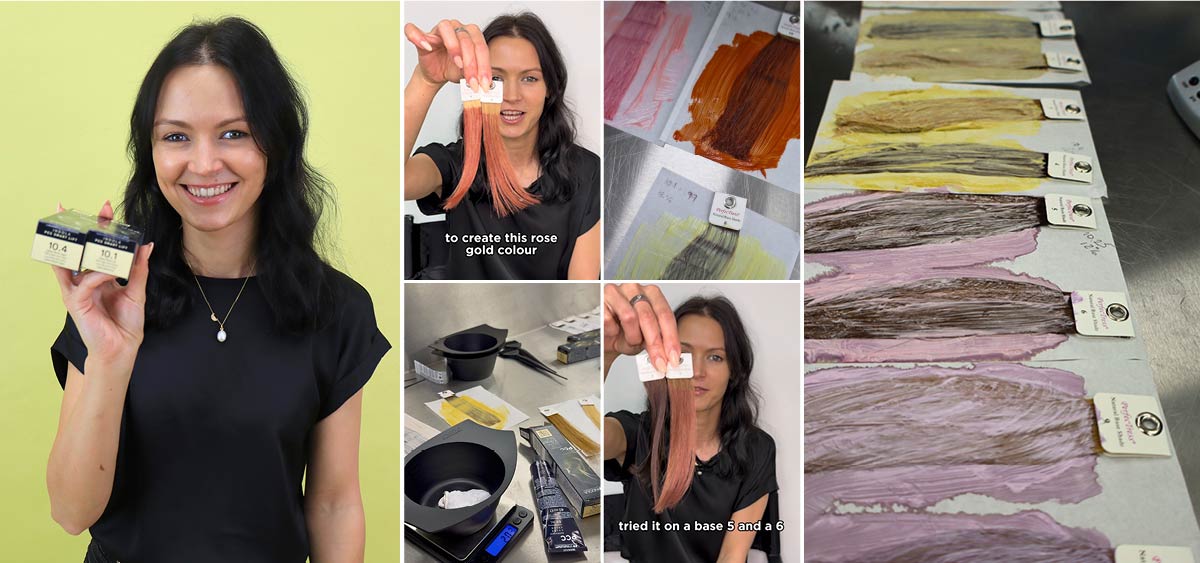 Stills from the short of Abbey mixing a rose gold with PCC colours
