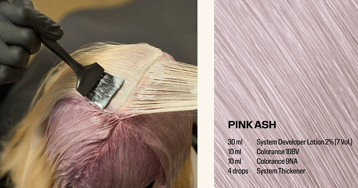 Applying pink colour near roots