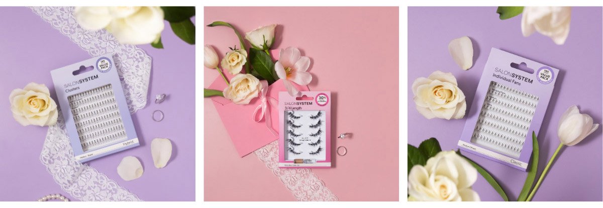 Three Lash Types by Salon System: Individual, Cluster, and Strip