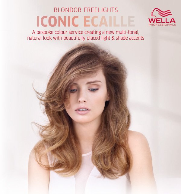Blondor Freelights - Iconic Ecaille. A bespoke colour service creating a new multi-tonal, natural look with beautifully placed light and shade accents.