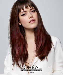 Loreal red brunette model