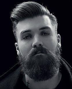 male model with curly quiff hairstyle