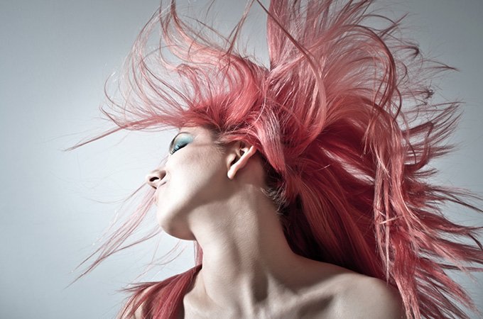 girl with pink hair