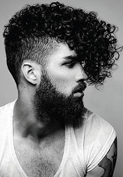 male model with curly quiff hairstyle