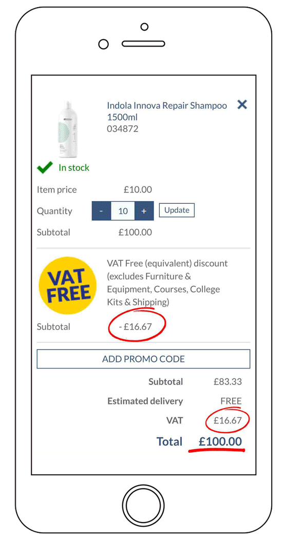 VAT Free Basket - After Discount