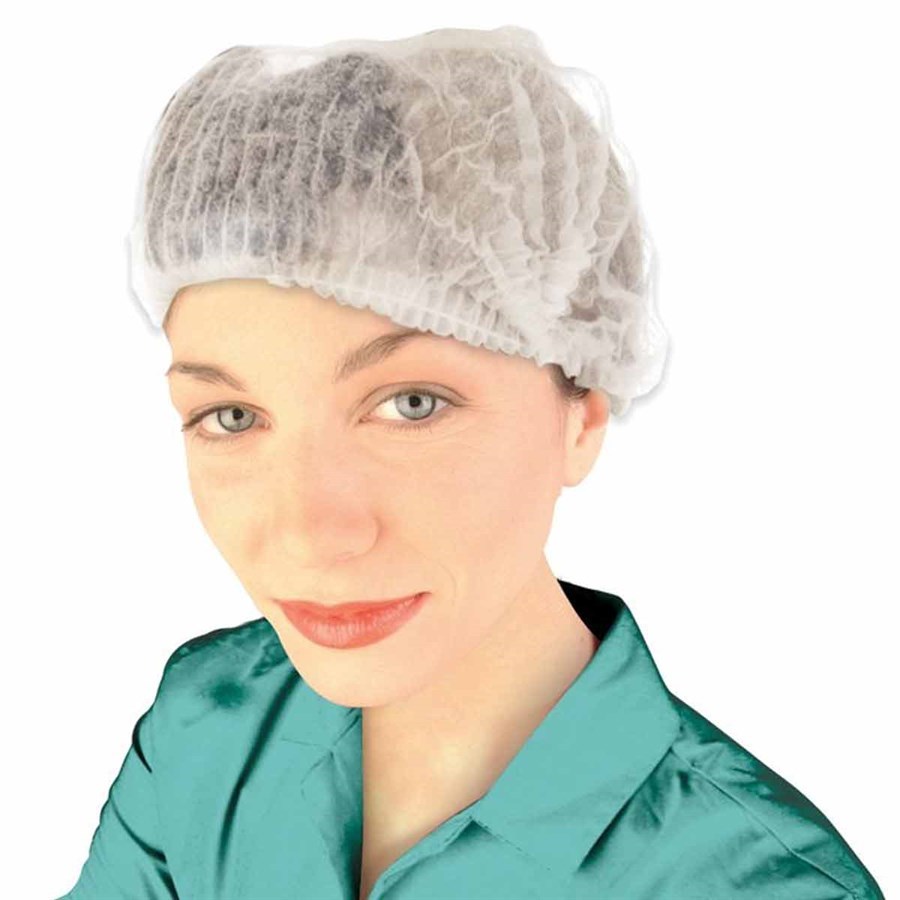 thumbnail image 2 of Silverline Disposable Hair Nets - White Mob Caps (1 To 500 Pack) For Catering, Factory, Spray Tan 2 of 6