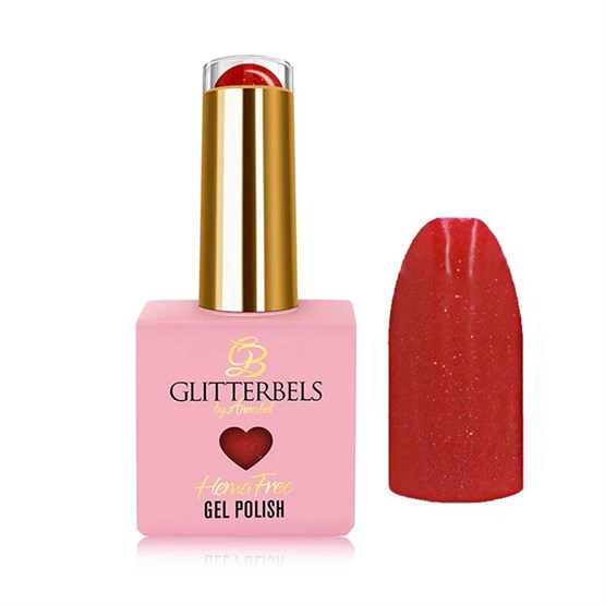 Glitterbels Hema Free Gel Polish 8ml - Hot Red Sparkle