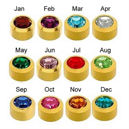Caflon Gold Plated Mini Assorted Birthstone Studs (Pack of 12)