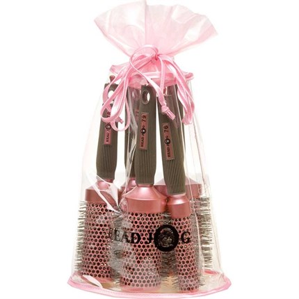 Head Jog Oval Pink Brush Bag (5 Radial Brushes + Bag)
