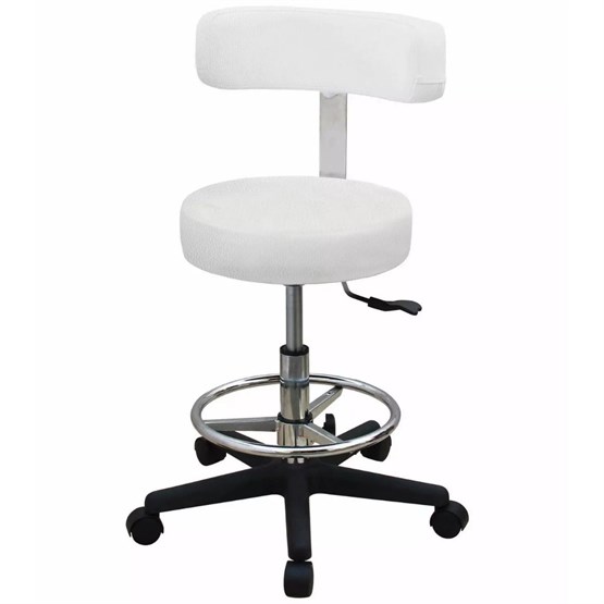 HOF Skinmate Spa Stool With Curved Back - White