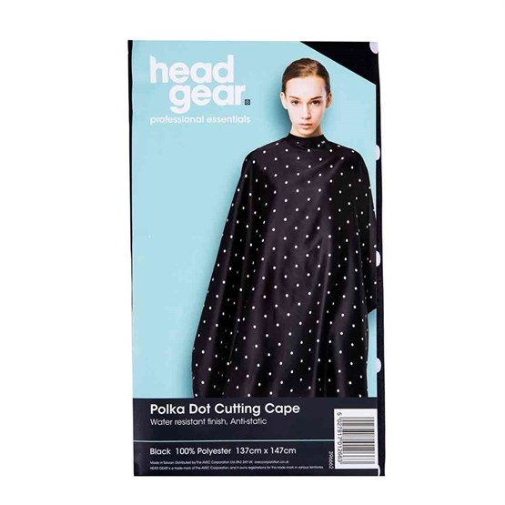 Head-Gear Polka Dot Cutting Cape - Black