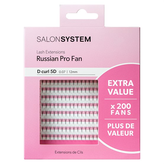 Salon System Lash Extensions - Russian Pro Fan 0.07 D Curl 5D 12mm Extra Value Pack