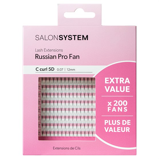 Salon System Lash Extensions - Russian Pro Fan 0.07 C Curl 5D 12mm Extra Value Pack