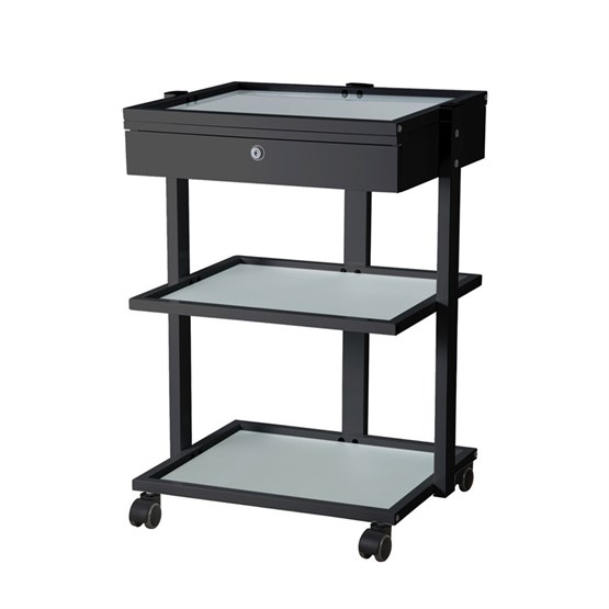Parlor Beauty Trolley with Drawer - Black