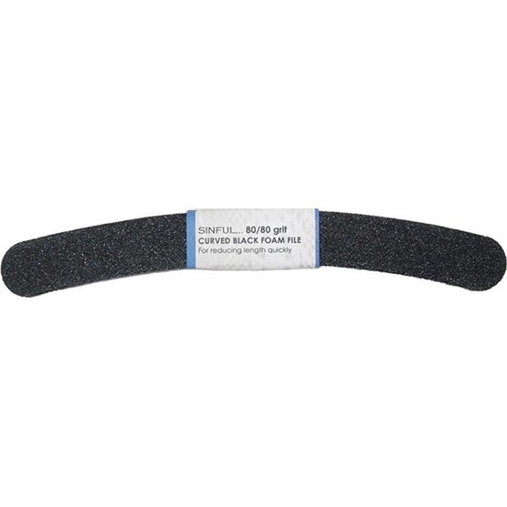 Sinful Black 80/80 Foam Curved Grit File - Single