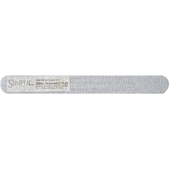 Sinful Zebra 180/180 Washable Straight Grit Files - Pk 5