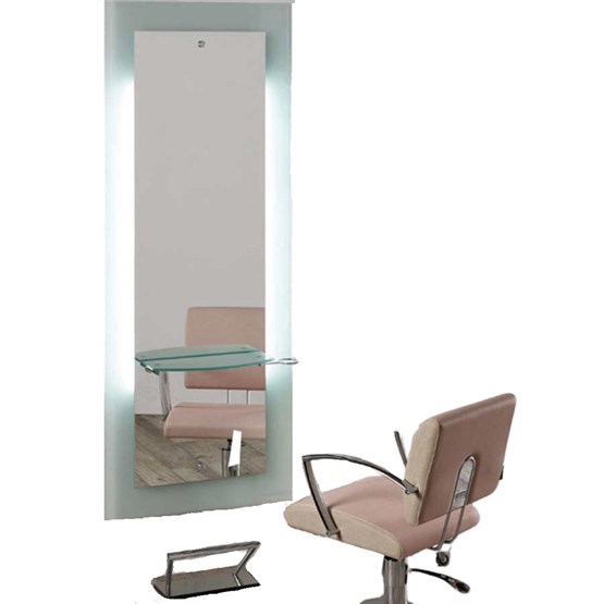 Salon Ambience Lyon Glass Unit - Aluminium + Mirror Shelf