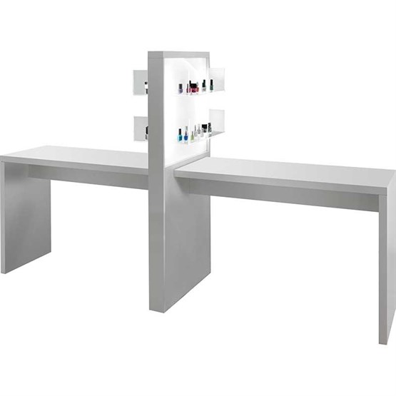 Medical & Beauty Allure Double White Manicure Table with Product Display (without extractor fan)