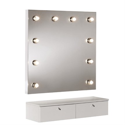 Medical & Beauty Celebrity Mirror + Drawer - White