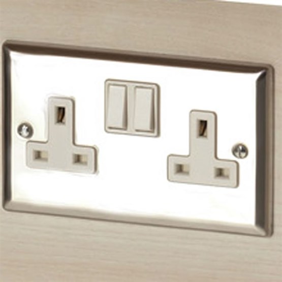 REM Twin Electrical Socket - Chrome