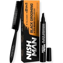 Nishman 2-in-1 Grooming Beard Pen 2g & Brush - Black