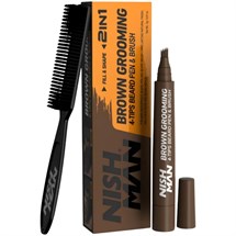 Nishman 2-in-1 Grooming Beard Pen 2g & Brush - Brown