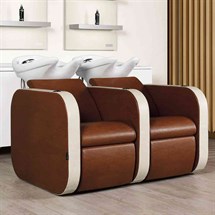 Salon Ambience Icon Double Backwash Unit + Legrest and White Basin