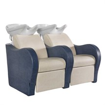 Salon Ambience Double Luxury Wash Unit - White Basin + Footrest