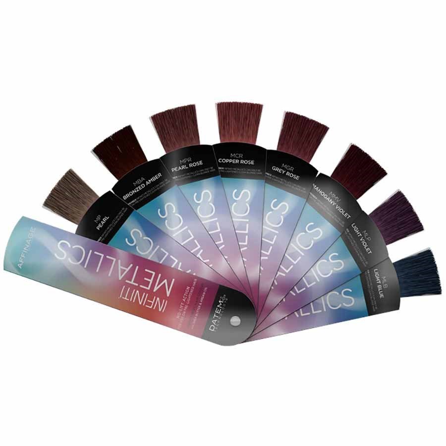 affinage infiniti metallics fan swatch chart shade affinage infiniti hair colour chart