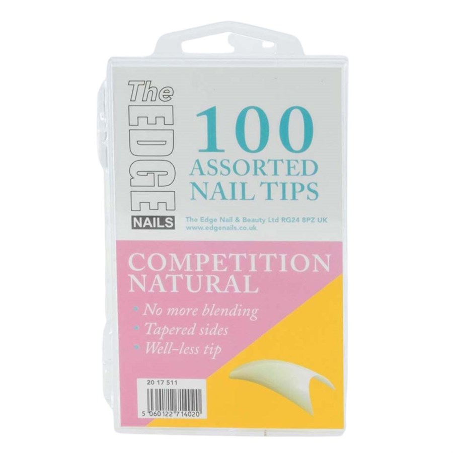 100 pk Assorted Full Well Natural Nail Tips with Glue at Giell.com