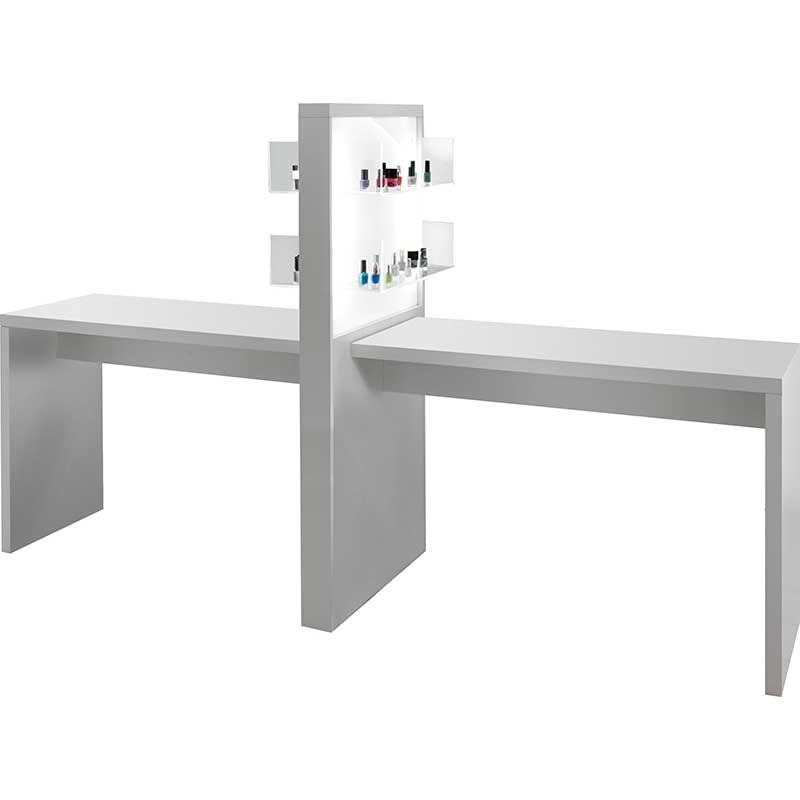 Salon Ambience Allure Double White Manicure Table With Product
