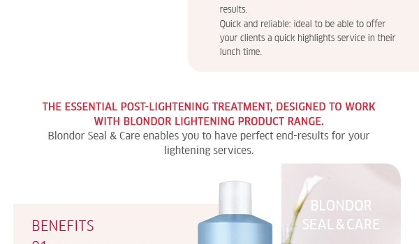 The essential post-lightening treatment, designed to work with Blondor lightening product range