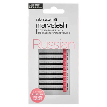 Salon System Marvelash Russian 3D Fan 0.07 (Volume) - Assorted (8,9,10,11,12mm)