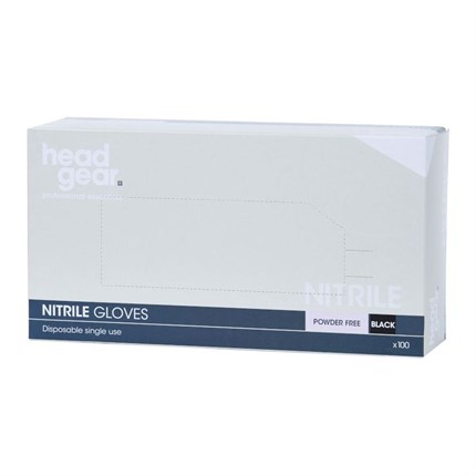 Head-Gear Nitrile Disposable Powder Free Gloves Box 100 - Black, Medium