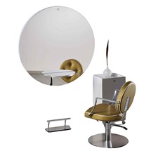 Salon Ambience Planet Round Mirror + Aluminium Shelf + Footrest